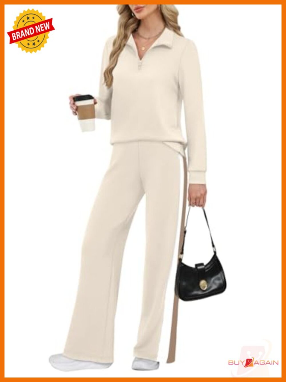 Womens 2 Piece Sweatsuit Set Wide Leg Pants Half Zip Lounge Travel Outfit
